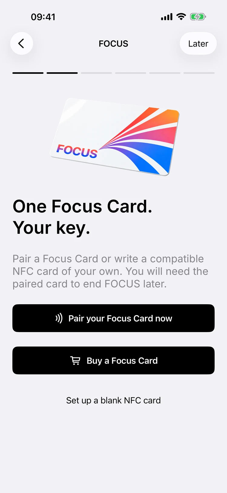MagicPoster app screenshot: pair a Focus Card using NFC