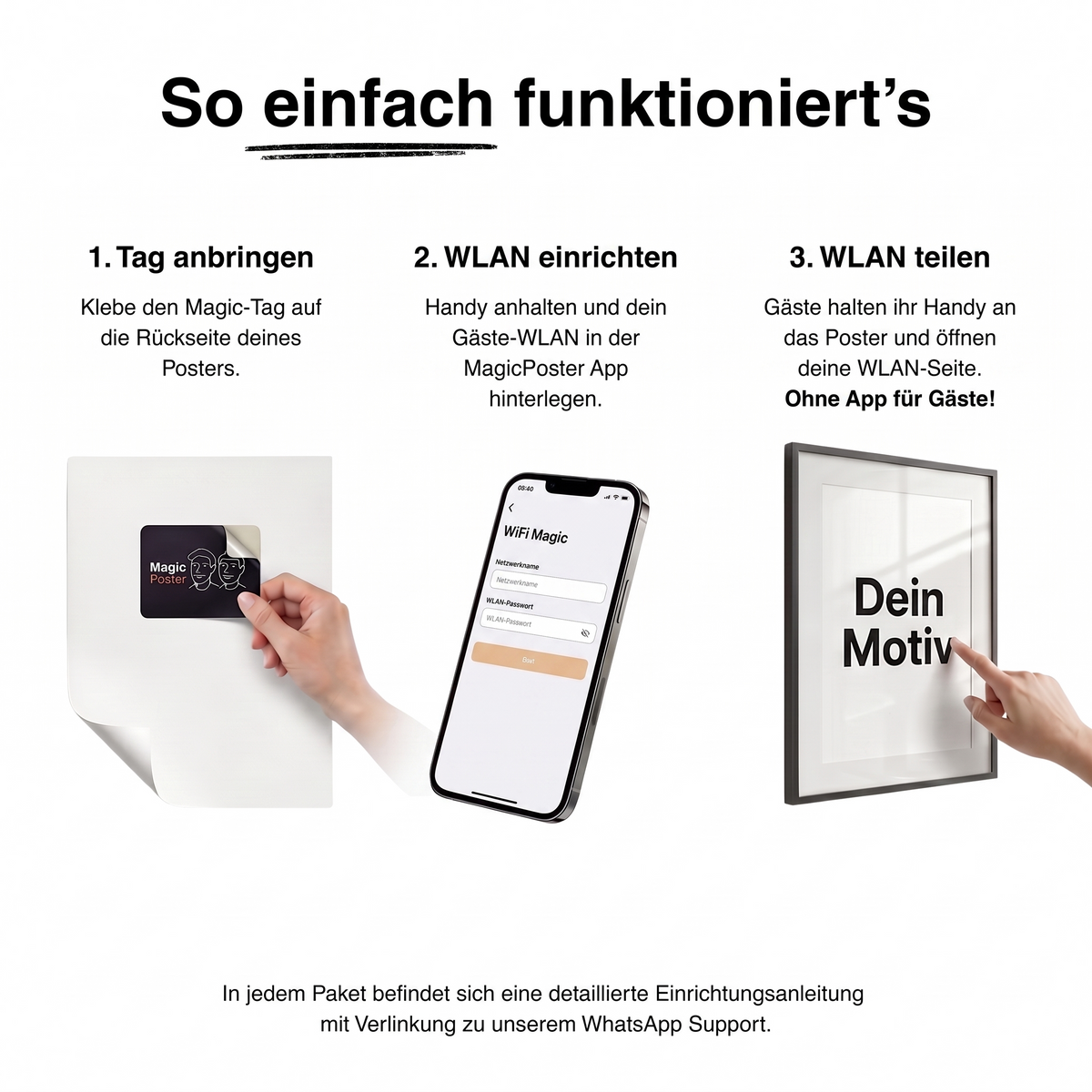 WLAN-Katze einrichten: Magic-Tag anbringen, Gäste-WLAN hinterlegen und WLAN-Seite öffnen