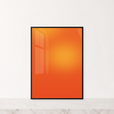 Amber Glow · Without text. Reference photo: 50 × 70 cm in a black frame on light marble.