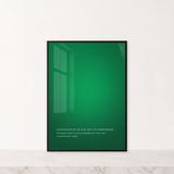 Velvet Green · Imagination. Foto di riferimento: 50 × 70 cm in una cornice nera su marmo chiaro.
