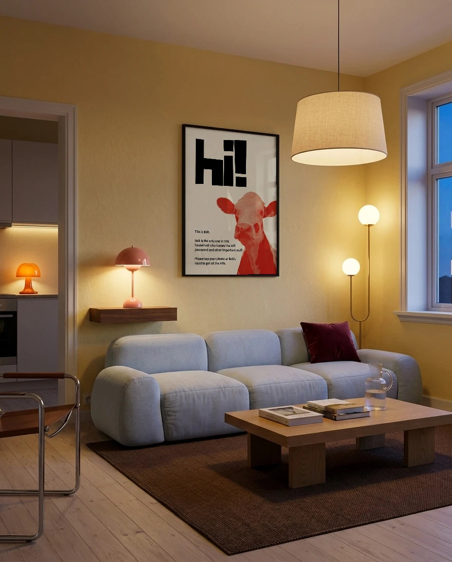 Framed picture on a light wall
