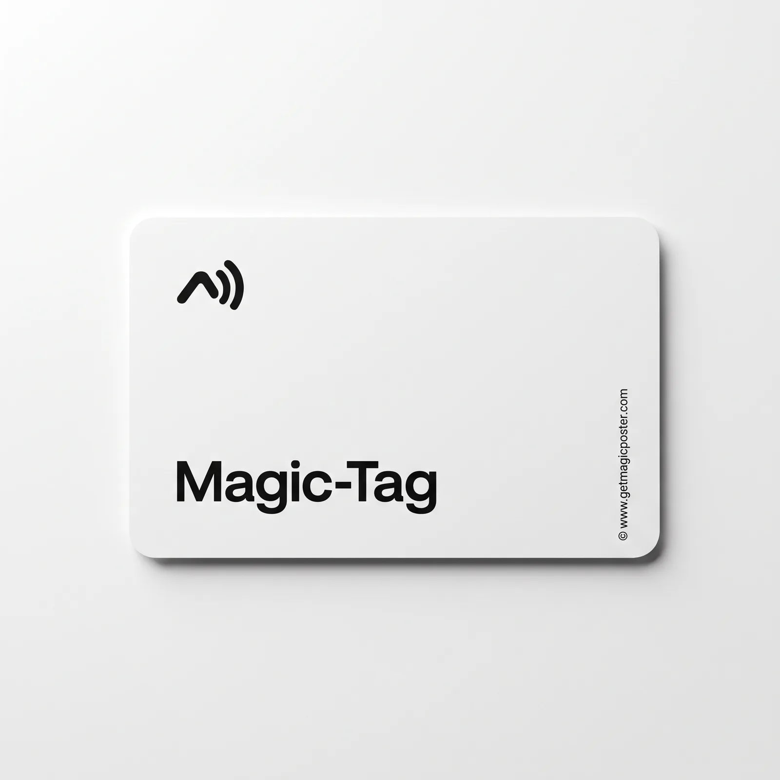White Magic-Tag with black symbol and lettering