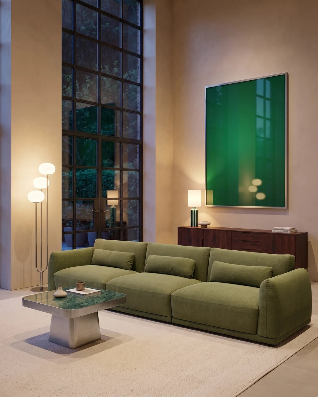 MagicPoster in a coordinated interior, filling the frame edge to edge with visible light reflections.