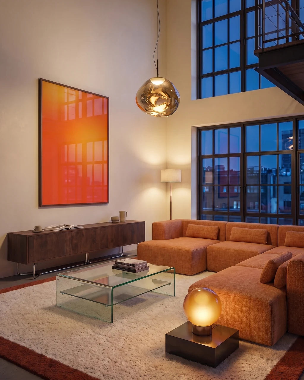 MagicPoster in a coordinated interior, filling the frame edge to edge with visible light reflections.