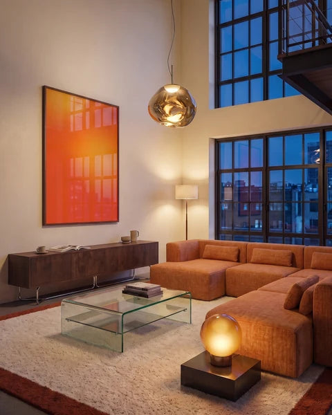 Amber Loft · MagicPoster in a coordinated interior, filling the frame edge to edge with visible light reflections.